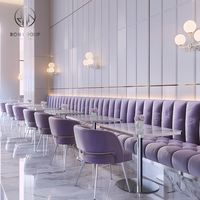 Juego de Muebles de Cafetería, Mesa Redonda de Mármol con Sillas Semicirculares, Sofá y Asientos para Cafetería