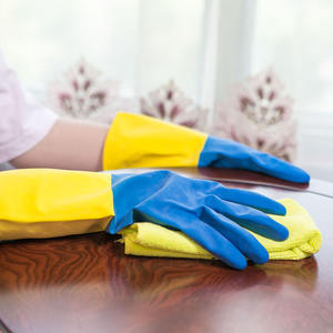 Gants de lavage de <span class=keywords><strong>vaisselle</strong></span> de cuisine de qualité alimentaire Gant de nettoyage bleu en latex haute élasticité Protection de nettoyage d'été pour l'hiver - Product Image 5
