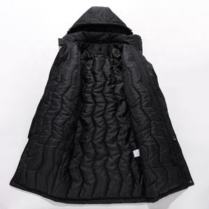 חורף בגדים עם הוד חם מרופד מעיל ריפוד מעיל שחור להאריך ימים יותר ארוך גברים - Product Image 3