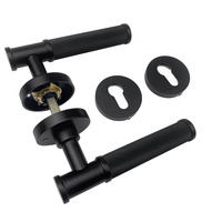 Poignée de porte européenne de luxe en laiton massif noir mat avec bouton moleté, rosette à mortaise et ensemble de serrure de sécurité – Quincaillerie en gros