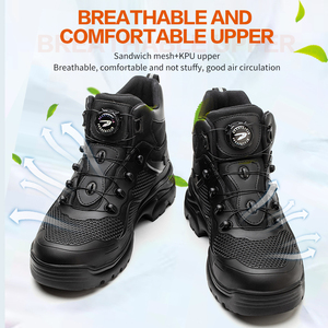 Zapatos de Seguridad con Botón Giratorio para Hombre, Zapatillas de Trabajo Indestructibles, Zapatos de Protección Antipinchazos, Botas de Trabajo con Puntera de Acero - Product Image 2