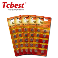 Pila de botón alcalina 0% Hg Pb Tcbest AG10 AG12 AG13 AG4 AG3 AG1 AG5