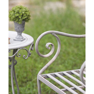 Silla Larga de Jardín de Metal Vintage con Diseño de Respaldo de Flores, Silla de Exterior Rústica para Cafetería, Patio, Balcón, Decoración de Estilo Campestre Francés - Product Image 5