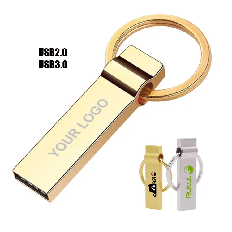Pendrive de metal pequeño con logotipo personalizado, unidad flash USB 100%, 1gb, 4gb, 8gb, 16gb, 32gb, 64gb, 128gb