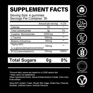 120 gommes monohydrate de créatine à saveur de myrtille sans sucre pour supplément de pré-entraînement pour adultes - Product Image 5