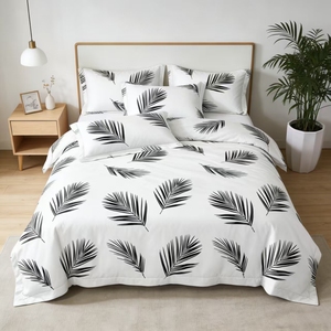 Set Copripiumino Moderno di Lusso 100% Poliestere, Misura Singola/Matrimoniale, Stampa <span class=keywords><strong>Bianco</strong></span> e <span class=keywords><strong>Nero</strong></span>, 200TC - Product Image 1