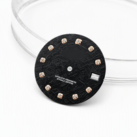 Quadrante per Orologio in Acciaio Inossidabile da 28,5mm con Texture Meteorite, Impermeabile, con Indicatori Diamantati, Parti per Orologio Meccanico Fai-da-Te per NH35A