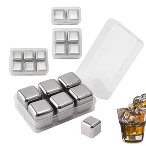 Cubitos de Hielo Reutilizables de Acero Inoxidable de Grado Alimenticio con Logotipo Personalizado, Redondos y Cuadrados, en Oro y Plata, para Cervezas Alemanas Pabst y <span class=keywords><strong>Moretti</strong></span> - Product Image 1