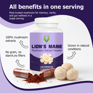 Factory Wholesale Lion's Mane Mushroom Powder Natural Herbal Healthcare <b>Supplement</b> Brain Energy Boost Immune and Focus Support - Product Image 5