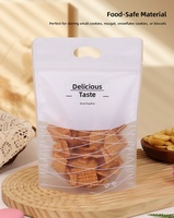 Sachet d'emballage alimentaire transparent rose à motif fleur de cerisier, refermable avec fermeture éclair, en matériau composite, à poignée, pour biscuits et bonbons