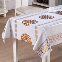 Nappe en vinyle imprimée au laser RNPT avec motifs à pois lavande, dos en PVC et tissu blanc pour la salle à manger