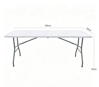 Vente flash - Tables pliantes longues en plastique de 180 cm (6 pieds) avec poignée pour le camping en plein air, les dîners, les mariages et les événements