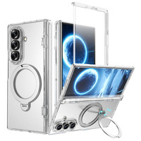 Funda Magnética Plegable con Sensación de Piel para Samsung Galaxy Z Fold 8 Ultra 7 6, 360° °   Funda de vidrio templado con soporte giratorio y cobertura total