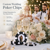 Jetons de poker personnalisés pour mariage avec photo, jetons de casino en argile personnalisés double face pour cadeaux de mariage, jetons de boisson, fournitures de fête