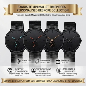 Reloj de Lujo para Hombre, Diseño Minimalista Hueco Tallado, Correa de Malla Negra, Reloj de Pulsera de Cuarzo para Negocios <span class=keywords><strong>y</strong></span> Moda - Product Image 1