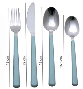 430 thép không gỉ <span class=keywords><strong>Flatware</strong></span> Set với đầy màu sắc ABS nhựa xử lý dao kéo cho bữa ăn tối bít tết món tráng miệng Pasta Mì bên ngã ba - Product Image 2