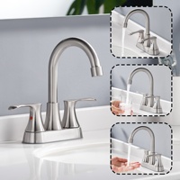 Robinet de salle de bain moderne en nickel brossé, entre-axes 4 pouces, mitigeur de lavabo à double levier et bec haut, logo OEM, pour salon