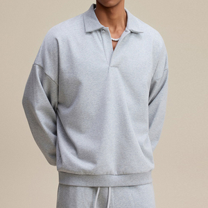 Sudaderas con Cuello Polo 65% Algodón 35% Poliéster, Logotipo Personalizado, Sudaderas Holgadas con Hombros Caídos, Ropa Urbana para Hombre - Product Image 3