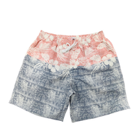 Shorts de bain pour hommes, bicolores, à imprimé floral tropical, avec taille élastique et cordon de serrage réglable, pour les vacances