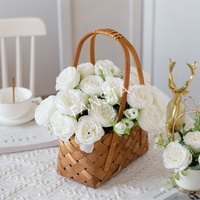 5 Tangkai Bunga Peony Musim Semi Buatan, Buket Bunga Ranunculus & Mawar Palsu untuk Dekorasi Rumah, Aula Pernikahan & Buket Pengantin