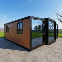 Maison préfabriquée de luxe extensible de 40 pieds, villa modulaire à double aile pliable avec cuisine et chambre