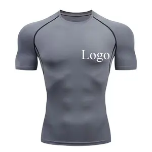 Großhandel individuelles Logo Sport Laufen schnell trocknend Slim Fit T-Shirt atmungsaktiv Gymnastik-Leotards Kurzarm-Fitnesskleidung