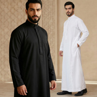 Vente en gros de robes longues musulmanes pour hommes, thobe saoudien classique à col montant, vêtements islamiques traditionnels pour tous les jours et l'Aïd