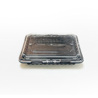 Boîte d'emballage rectangulaire jetable à fond noir avec couvercle à fermeture rapide pour fruits frais, emballage alimentaire en blister PET, Guangdong