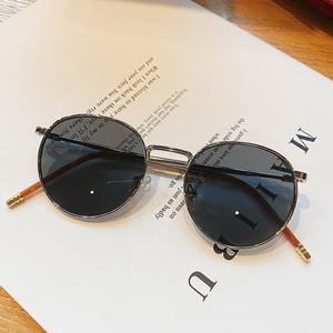 Lunettes de soleil rondes Qianai en métal, monture dorée, verres PC, protection UV 100%, unisexe, mode, sport de plein air, protection solaire - Product Image 2