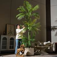 Palmier artificiel de 8 pieds, feuilles de palmier réalistes, tronc naturel, plante tropicale artificielle pour la décoration intérieure, le bureau, la terrasse extérieure