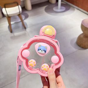 猫爪デザイン プラスチックボトル 520ml ストロー付き 子供用 BPAフリー かわいい 携帯用 スポーツウォーターボトル - Product Image 4