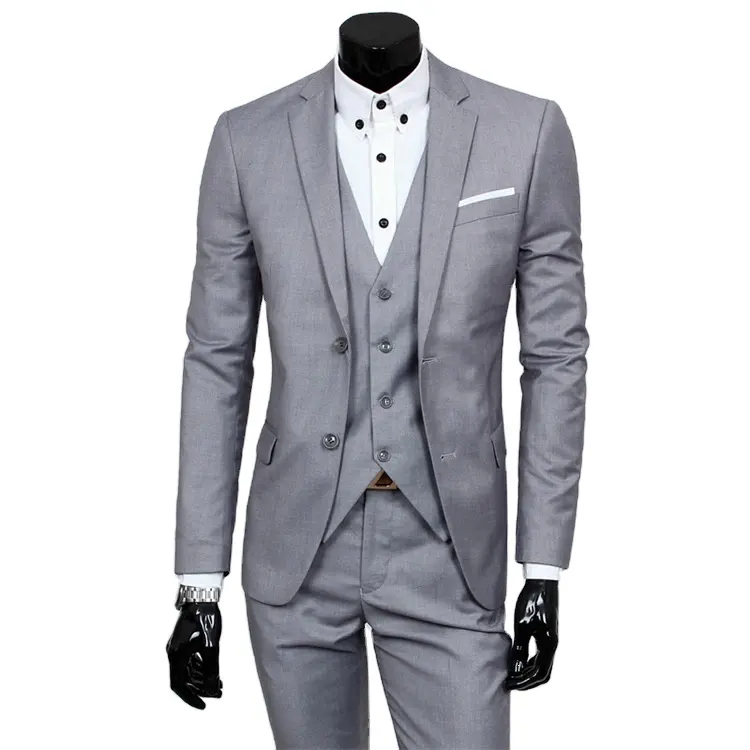 Gray Wedding Tuxedos for Men Groom Suit Best Man Formal Prom Party Wear 3 Pieces Classic Style Costume Marriage