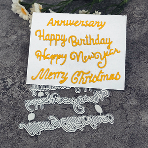 AAGU New Metal Cutting Dies mold Scrapbooking Craft Cutting Die <span class=keywords><strong>buon</strong></span> compleanno capodanno Merry Christmas Letter Craft Dies - Product Image 5