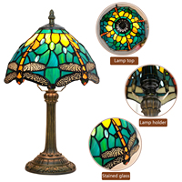   Lampe de table style vitrail, lampe de chevet rose rouge, lampe de lecture de bureau 8 pouces, décoration chambre, salon, bureau à domicile