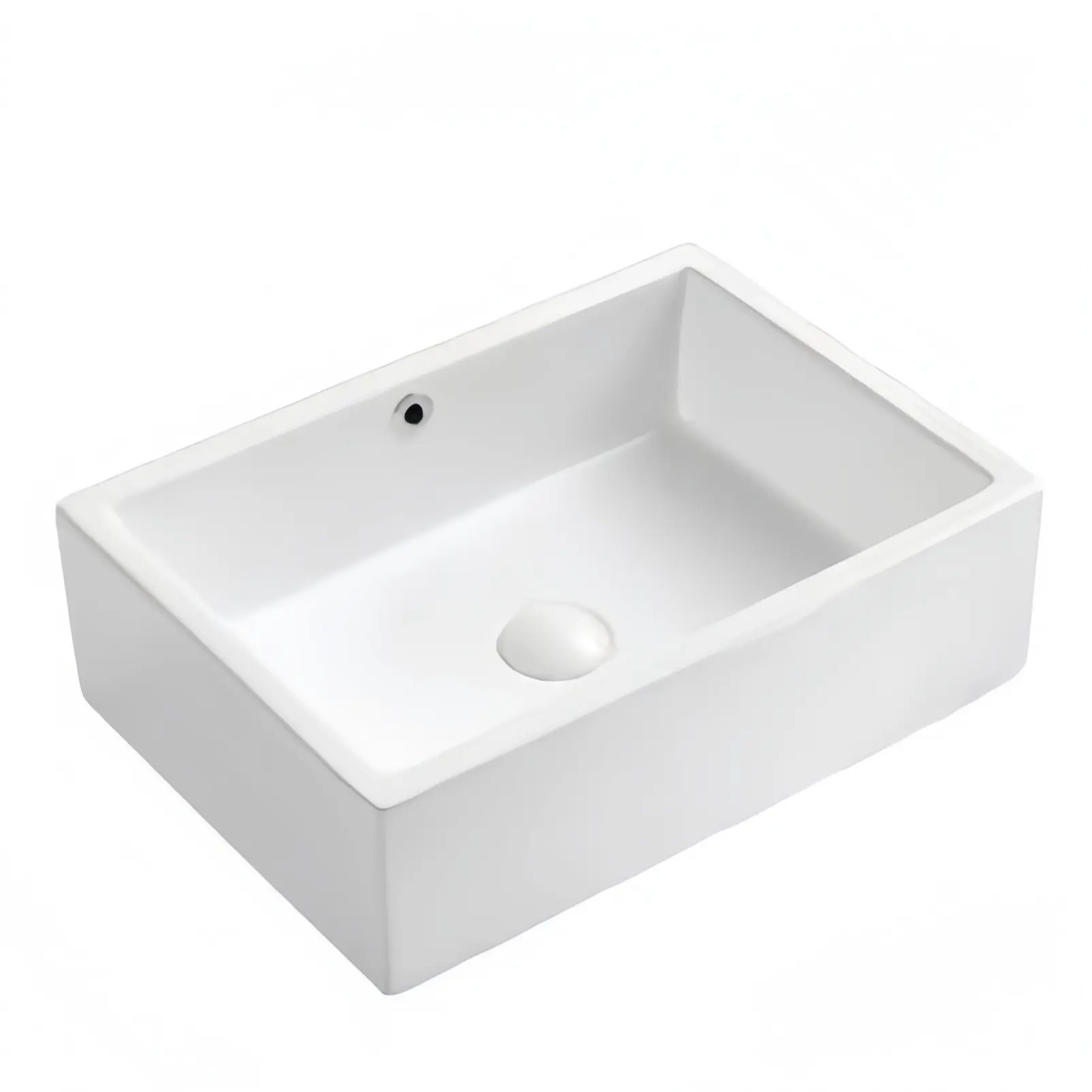 Chaozhou Cerámica Rectangular Blanco puro Lavabo de lavado de manos Brillante Montaje sobre encimera Lavabo de baño Lavabo de arte