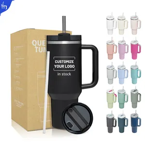 Biểu tượng tùy chỉnh 40 oz cup quencher H2.0 Tumbler 30oz 40 oz thép không gỉ du lịch ngoài trời Mug với xử lý và rơm