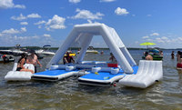 Île flottante gonflable en PVC pour fête aquatique, jet ski, bateau, bar flottant, canapé océanique avec tente