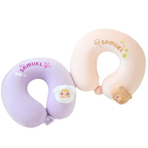 Almohada en forma de U Three Little Mao, 28x24x10cm, almohada de viaje con soporte para el cuello de felpa extraíble para jóvenes - Product Image 5