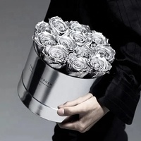 UKIQUEEN Luxuriöse Silber-Gold Geschenkbox Gold Staubiges Rosa Ewige Echte Konservierte Rosen-Arrangements für Mädchen