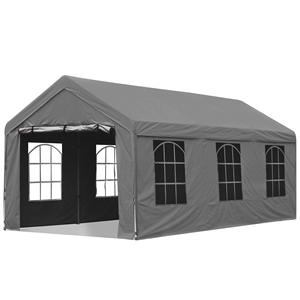 Carpa de Lujo Portátil 4x6m con <span class=keywords><strong>Toldo</strong></span>, Resistente a Rayos UV, Estructura Metálica Gris Oscuro, Para Todas las Estaciones, Cochera, Puesto de Mercado, Patio - Product Image 1
