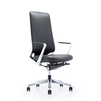 Chaise de bureau pivotante ergonomique en cuir PU gris avec structure en acier inoxydable et fonction de levage