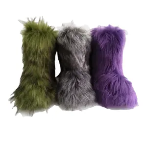 Hot selling furry ladies faux fur boots