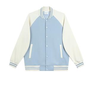 Venta al por mayor de buena calidad 380g de peso pesado Color-Block traje de béisbol streetwear sudadera chaqueta uniforme de béisbol - Product Image 1