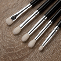 Pinceaux de maquillage synthétiques vegan de haute qualité, 15 pièces, style éventail, manche en bois, virole en cuivre, personnalisés, pour les yeux, le fond de teint