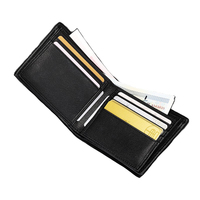 Dompet Lipat Dua Kulit Buaya Asli Hitam Mengkilap Mewah untuk Pria, Dompet Klasik Kulit Perut Buaya Asli