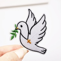 Patchs brodés en stock du fabricant, best-sellers transfrontaliers, motif croix colombe de dessin animé, phrases anglaises d'énergie positive