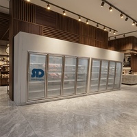 Chambre froide de présentation de viande de bœuf Soardragon pour supermarché, avec porte vitrée à fermeture automatique, chambre froide de plain-pied à contrôle numérique automatique