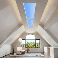 Plafonnier LED en aluminium bleu simple, imitation fenêtre, éclairage solaire, lumière chaude, pour salon
