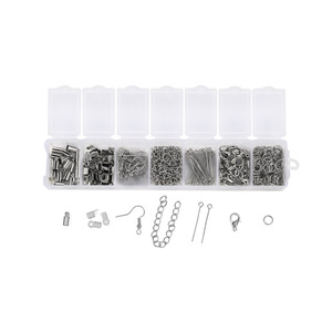 <b>DIY</b> Jewelry Accessories Metal Findings <b>Kit</b> For Bracelet Making Silver Plated Chain Lobster Clasp Earring Hooks Rings - Product Image 1