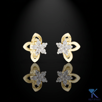 Anting-anting bunga berlian CVD hasil lab, desain sayap kupu-kupu, emas padat 14K, mewah, bersertifikat IGI, perhiasan wanita